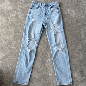 American Eagle Outfitters Light Blue Distressed Straight Leg Jeans